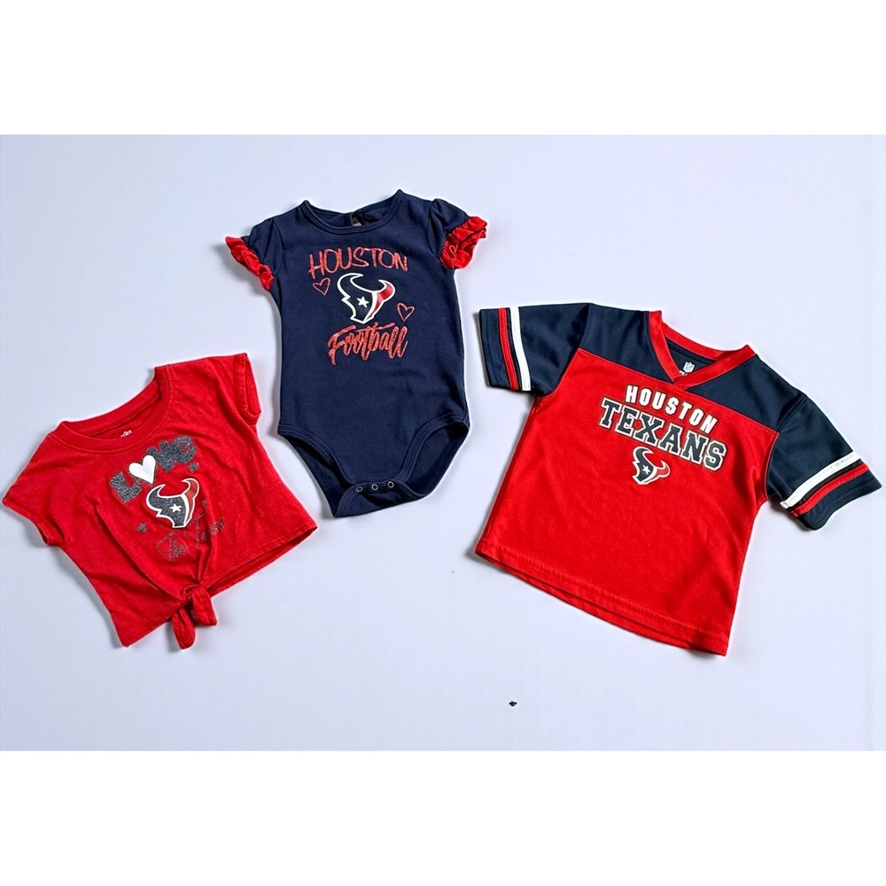 NFL Houston Texans Toddler Girls 3 Piece Bundle Shirt Bodysuit 12M 24M 2T
